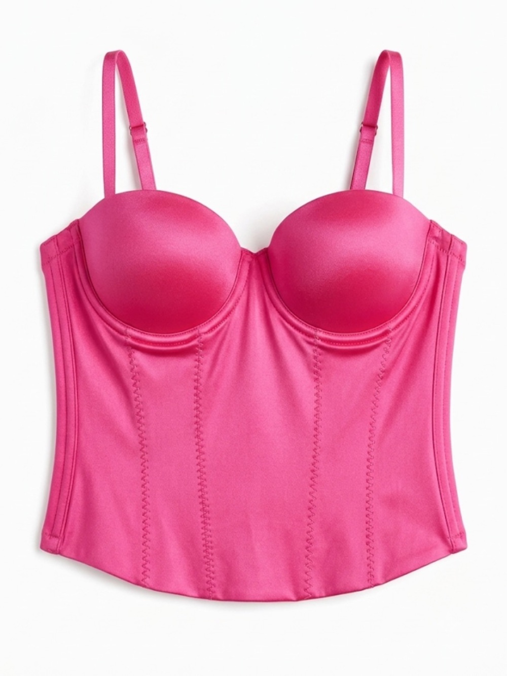 Victoria's Secret Back Off Baby Padded hot pink  Print Low Back Bustier 36B